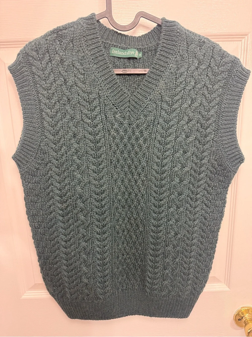 IrelandsEye Green Cable Knit Sweater Vest Size XS Coastal Grandpa Fisherman